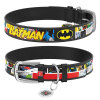 Collar WAUDOG Batman Desenli ve QR Pasaportlu Köpek Deri Boyun Tasması 29-38cm/25mm (Siyah)