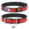 Collar WAUDOG Superman 1 Desenli ve QR Pasaportlu Köpek Deri Boyun Tasması 29-38cm/20mm (Siyah)