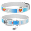 Collar WAUDOG Superman 2 Desenli ve QR Pasaportlu Köpek Deri Boyun Tasması 29-38cm/20mm (Beyaz)