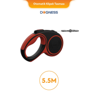Dogness Otomatik Şerit Köpek Gezdirme Kayışı 5,5m (Kırmızı)