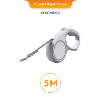 Dogness Otomatik Şerit Köpek Gezdirme Kayışı 5m (Beyaz)