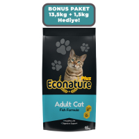 Econature Plus Balıklı Yetişkin Kedi Maması 13,5kg + 1,5kg HEDİYE!