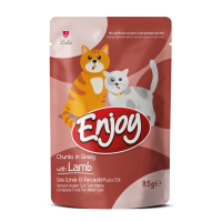 Enjoy Sos İçinde Parça Kuzu Etli Yetişkin Kedi Konservesi 85gr