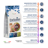 Exclusion Monoprotein Tavuklu ve Narlı Düşük Tahıllı Kısırlaştırılmış Kedi Maması 12kg