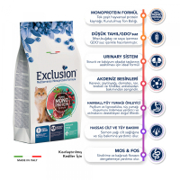 Exclusion Monoprotein Ton Balıklı ve Narlı Düşük Tahıllı Kısırlaştırılmış Kedi Maması 12kg