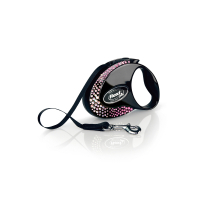 Flexi Glam Swarovski Otomatik İp Köpek Gezdirme Kayışı 5m (Siyah) [M]