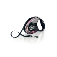 Flexi Glam Swarovski Otomatik İp Köpek Gezdirme Kayışı 3m (Siyah) [S]