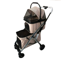 Flip Henan Benedict İki Katlı Kedi ve Küçük Irk Köpek Taşıma Arabası 50x80x105cm (Haki)