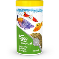 Floppy Tropical Spirulina & Garlic Tropikal Balıklar için Akvaryum Granül Yemi 250ml 100gr