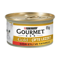 Gourmet Gold Kıyılmış Sığır Etli ve Tavuklu Yetişkin Kedi Konservesi 85gr