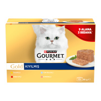 Gourmet Gold Kıyılmış Karışık Çeşitli Yetişkin Kedi Konservesi 12x85gr (12 AL 9 ÖDE)
