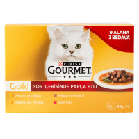 Gourmet Gold Soslu Parça Etli Karışık Çeşitli Yetişkin Kedi Konservesi 12x85gr (12 AL 9 ÖDE)