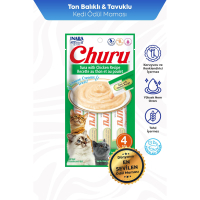 INABA CIAO Churu Cream Ton Balıklı ve Tavuklu Krema Kedi Ödül Maması 14gr (4'lü)