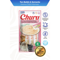 INABA CIAO Churu Cream Ton Balıklı ve Somonlu Krema Kedi Ödül Maması 14gr (4'lü)