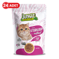 Jungle Pouch Sığır Eti Parçalı Kısırlaştırılmış Kedi Konservesi 100gr (24 Adet)