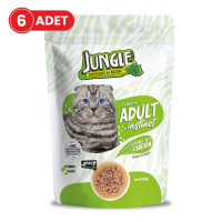 Jungle Pouch Tavuk Eti Parçalı Soslu Yetişkin Kedi Konservesi 100gr (6 Adet)