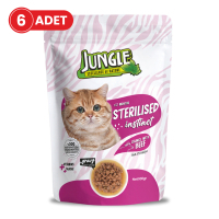 Jungle Pouch Sığır Eti Parçalı Kısırlaştırılmış Kedi Konservesi 100gr (6 Adet)