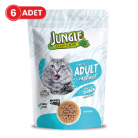 Jungle Pouch Somon Parçalı Yetişkin Kedi Konservesi 100gr (6 Adet)
