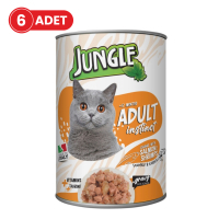 Jungle Somonlu ve Karidesli Yetişkin Kedi Konservesi 415gr (6 Adet)