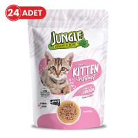 Jungle Pouch Tavuk Eti Parçalı Yavru Kedi Konservesi 100gr (24 Adet)