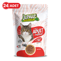 Jungle Pouch Sığır Eti Parçalı Soslu Yetişkin Kedi Konservesi 100gr (24 Adet)