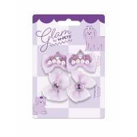 M-Pets Glam Fiyonk Detaylı Kedi ve Köpekler için Toka (4'lü) (Mor)
