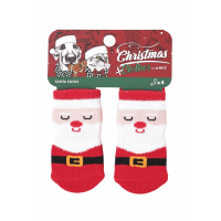 M-Pets Christmas Clothes Santa Socks Kaymaz Tabanlı Kedi ve Köpek Çorabı (4'lü)