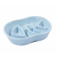 M-Pets Serene Balıklı Seramik Yavaş Yeme Mama Kabı 240ml (Mavi)