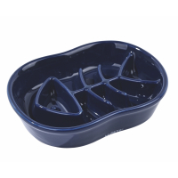 M-Pets Serene Balıklı Seramik Yavaş Yeme Mama Kabı 240ml (Lacivert)