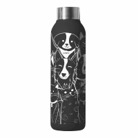 M-Pets Petjoy Purrfect Petfamily Kedi ve Köpek Desenli Seyahat Termosu 500ml (Siyah Beyaz)