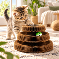 MAJO Akordiyon Tasarımlı Çoklu Zilli Toplu Kedi Tırmalama Tahtası 18,5cm