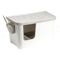 Moderna Casetta Kapalı Kedi Tuvaleti 75,7x45x45cm (Gri Beyaz)
