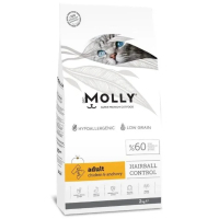 Molly Hairball Control Hipoalerjenik Tavuklu ve Hamsili Düşük Tahıllı Yetişkin Kedi Maması 10kg