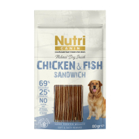 Nutri Canin %25 Okyanus Balıklı ve %69 Tavuk Etli Tahılsız Sandviç Köpek Ödül Maması 80gr