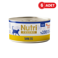 Nutri Feline Tavuk Etli Tahılsız Prebiyotik İlaveli Ezme Yetişkin Kedi Konservesi 70gr (6 Adet)