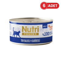 Nutri Feline Jöle İçinde Ton Balık ve Karidesli Prebiyotikli Yetişkin Kedi Konservesi 70gr (6 Adet)
