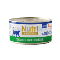 Nutri Feline Mousse Ton Balıklı Tavuk Etli ve Ciğerli Prebiyotikli Yetişkin Kedi Konservesi 70gr