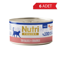 Nutri Feline Ton Balık ve Somonlu Tahılsız Prebiyotikli Ezme Yetişkin Kedi Konservesi 70gr (6 Adet)