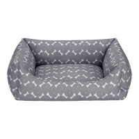 Pet Comfort Uniform Kemik Desenli Kedi ve Köpek Yatağı 60x50cm (Gri) [M]