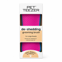 PET TEEZER De-Shedding Tüy Toplayıcı Büyük Irk Köpek Bakım Fırçası 14,7x6,4cm (Pembe)