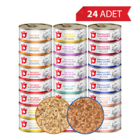 Petlebi Sos İçinde Taze Balıklı ve Tavuk Etli Karışık Çeşitli Kedi Konservesi 70gr (24 Adet)