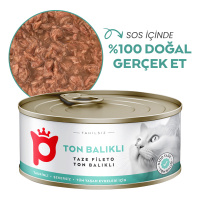 Petlebi Sos İçinde Fileto Taze Ton Balıklı Kedi Konservesi 70gr