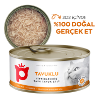Petlebi Sos İçinde Tiftiklenmiş Taze Tavuk Etli Kedi Konservesi 70gr