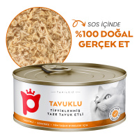 Petlebi Sos İçinde Tiftiklenmiş Taze Tavuk Etli Kedi Konservesi 70gr