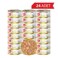 Petlebi Sos İçinde Tiftiklenmiş Taze Tavuk Etli ve Somonlu Kedi Konservesi 70gr (24 Adet)