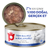 Petlebi Sos İçinde Fileto Taze Ton Balıklı ve Kalamarlı Kedi Konservesi 70gr