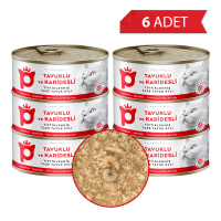Petlebi Sos İçinde Tiftiklenmiş Taze Tavuk Etli ve Karidesli Kedi Konservesi 70gr (6 Adet)