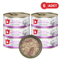 Petlebi Sos İçinde Tiftiklenmiş Taze Tavuk Etli ve Ton Balıklı Kedi Konservesi 70gr (6 Adet)