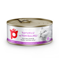 Petlebi Sos İçinde Tiftiklenmiş Taze Tavuk Etli ve Ton Balıklı Kedi Konservesi 70gr (6 Adet)