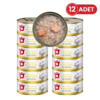 Petlebi Sos İçinde Tiftiklenmiş Taze Tavuk Etli ve Somonlu Kedi Konservesi 70gr (12 Adet)